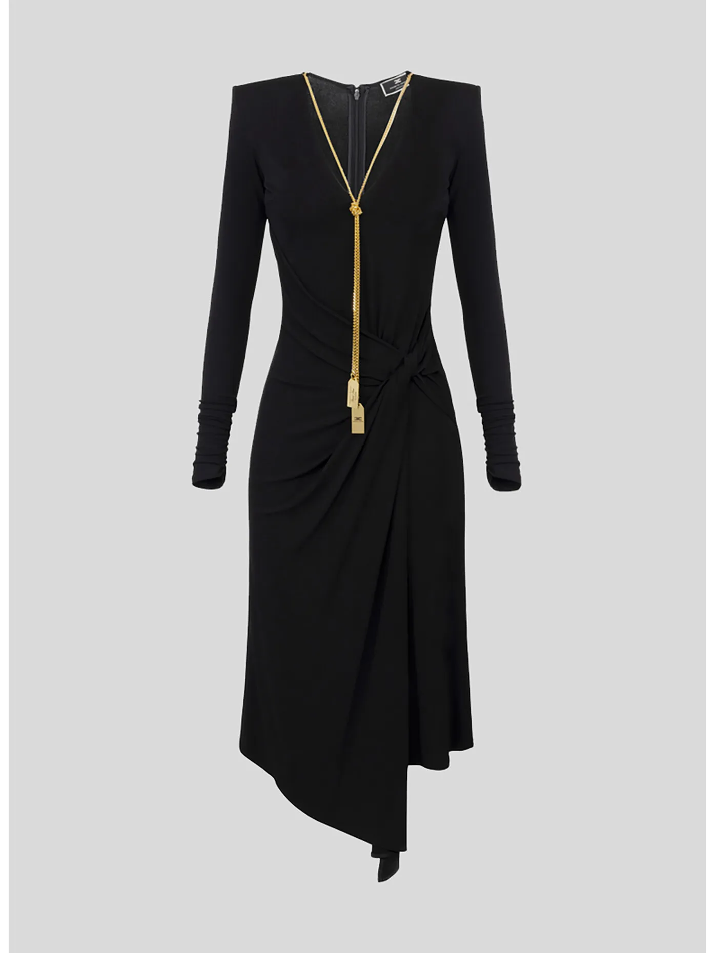     -ELISABETTA FRANCHI    -ABITO MIDI DRAPPEGGIATO CON COLLANA-