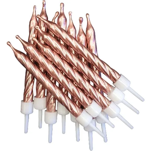 12 candeline rosa oro metallizzato