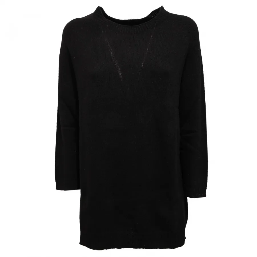 3469K maglione overlong donna WOOLRICH black wool sweater woman