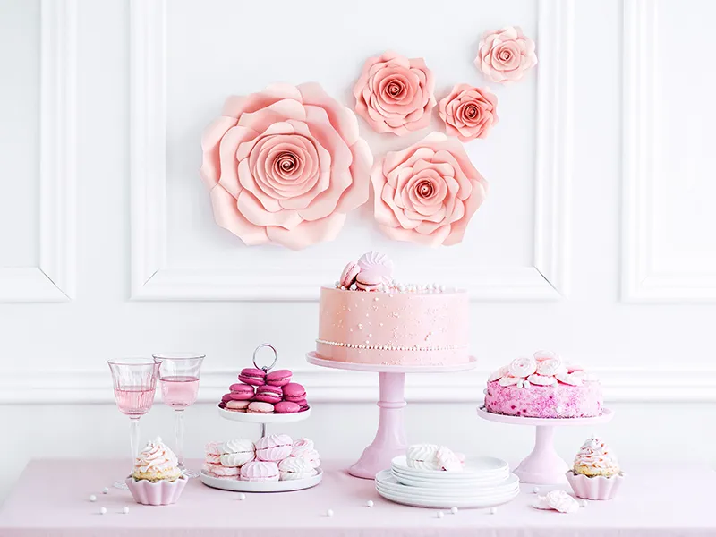 5 fiori decorativi da parete rosa chiaro