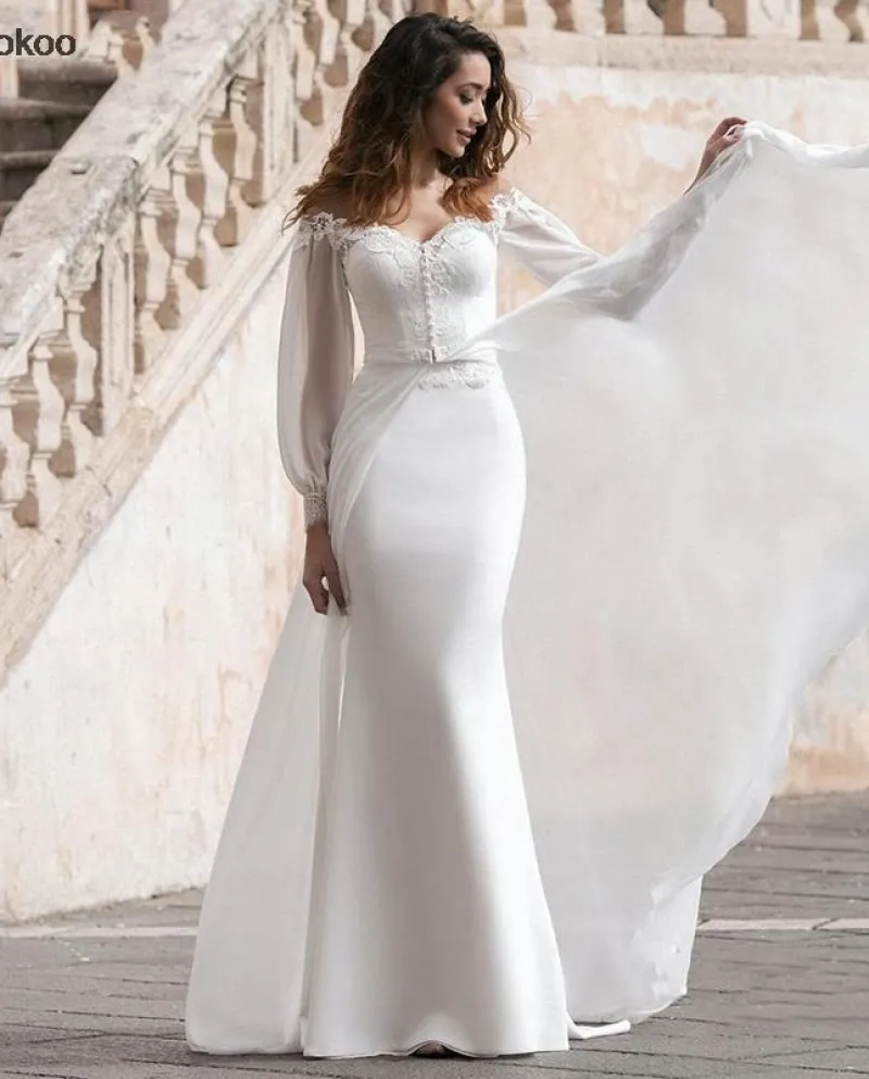 Abiti da sposa vintage a sirena con giacca e gonna rimovibili 2022 L