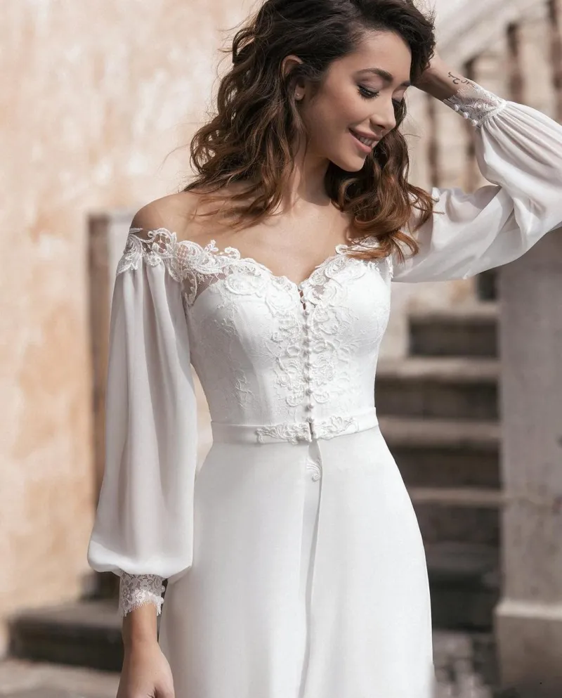 Abiti da sposa vintage a sirena con giacca e gonna rimovibili 2022 L