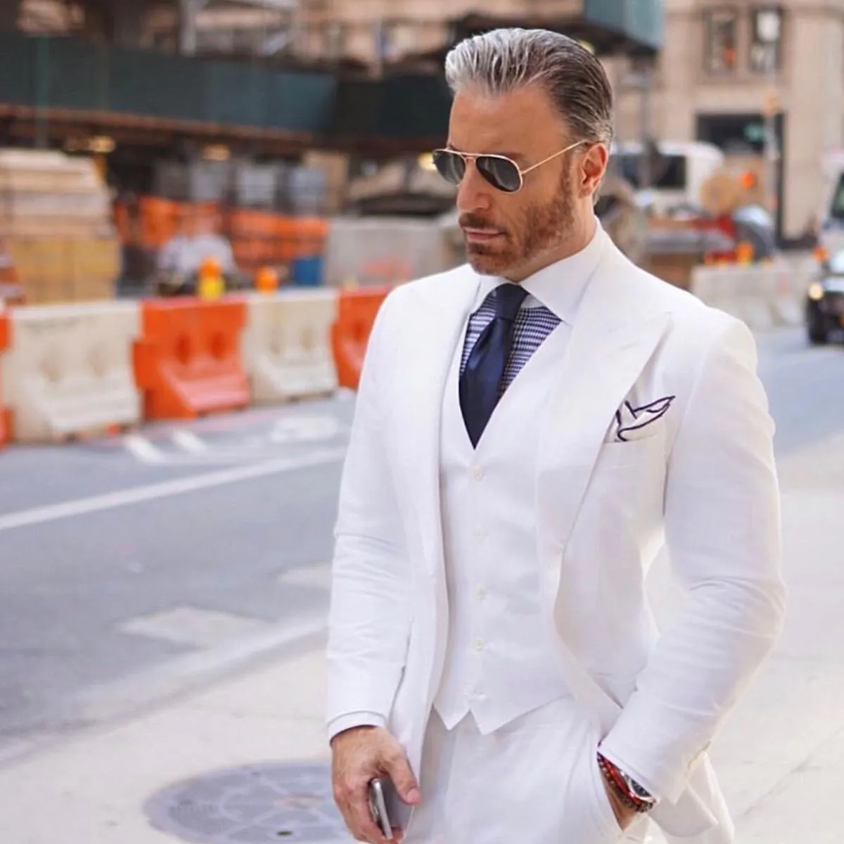 Abiti da uomo con risvolto ampio con visiera per smoking da sposa 2022 Giacca da sposo bianca da sposo migliore 3 pezzi Smart Ca