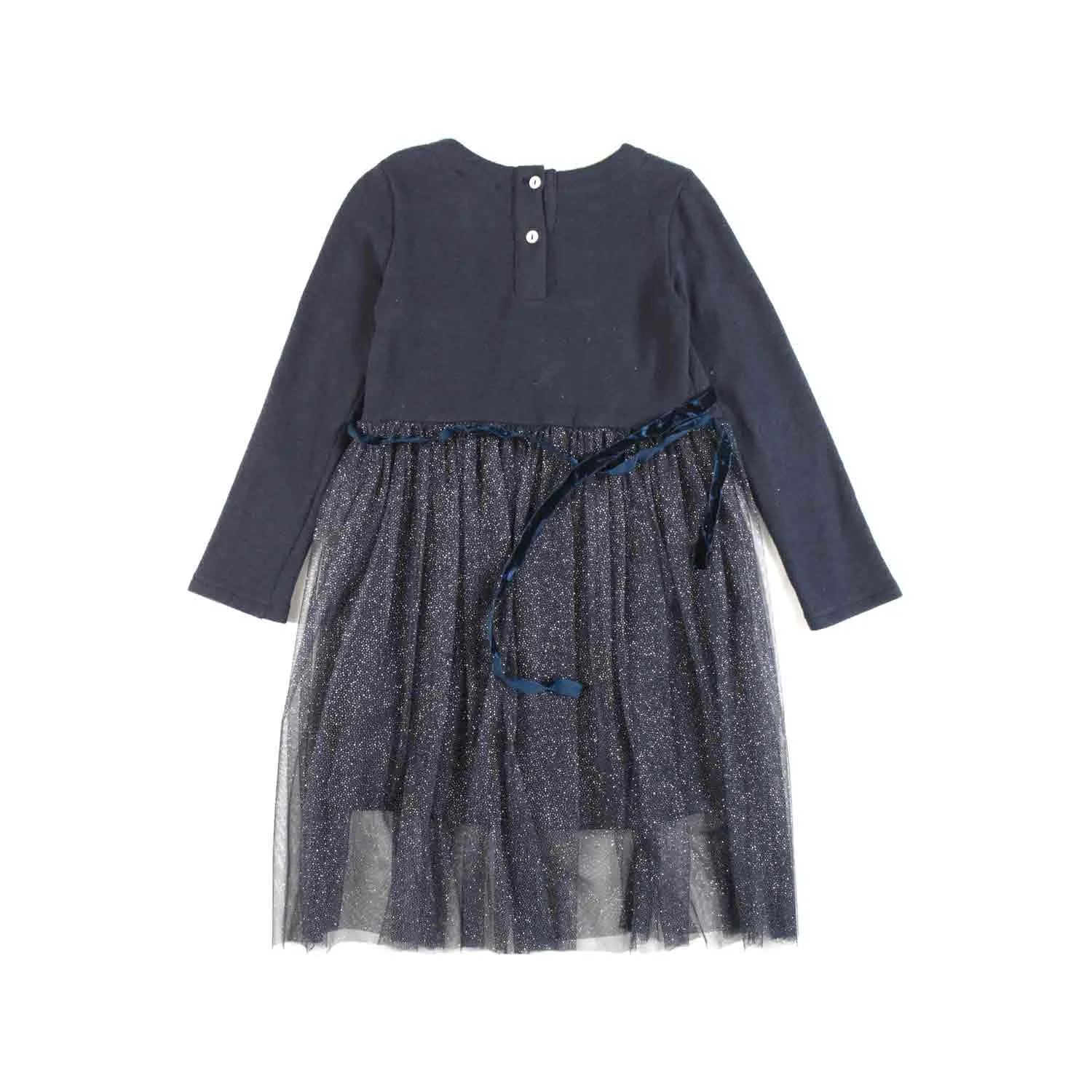 Abito Blu E Glitter Oro Bambina