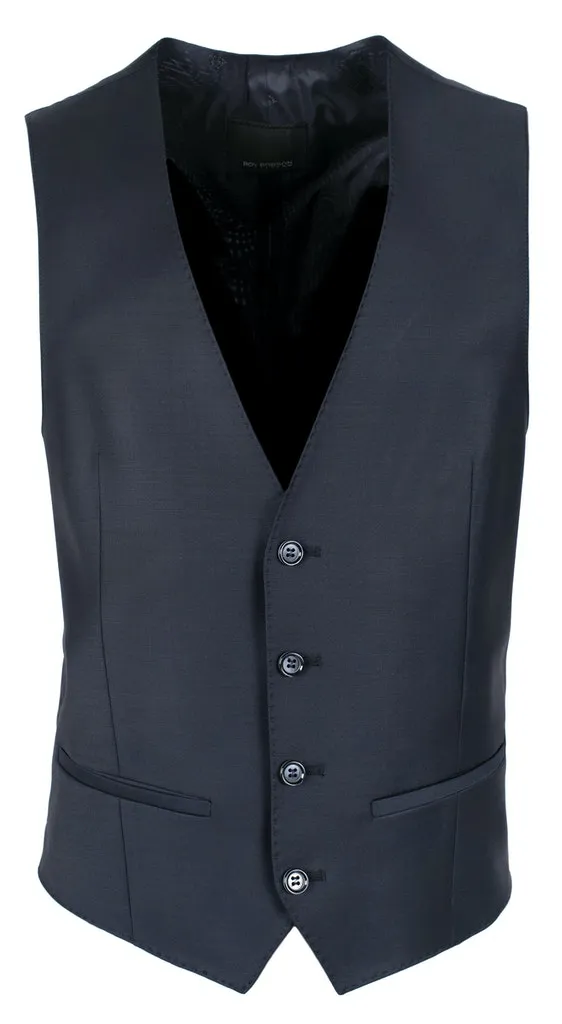 Abito blu scuro slim fit con gilet roy robson in lana stretch