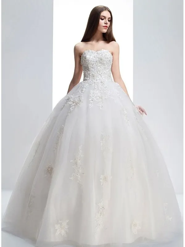 Abito da Sposa a Palloncino Principesco con corpetto in pizzo e gonna vaporosa