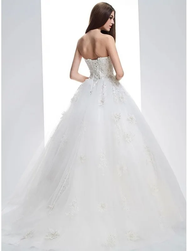 Abito da Sposa a Palloncino Principesco con corpetto in pizzo e gonna vaporosa