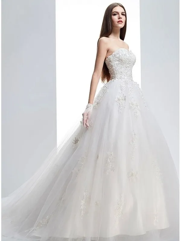 Abito da Sposa a Palloncino Principesco con corpetto in pizzo e gonna vaporosa