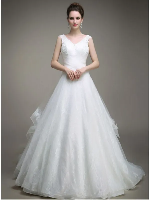 Abito da Sposa con chiusura a lacci e spalline e gonna in organza