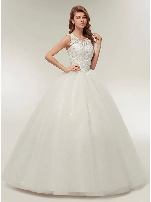 Abito da Sposa con corpetto in pizzo macramè con bretelle e gonna glitter ampia