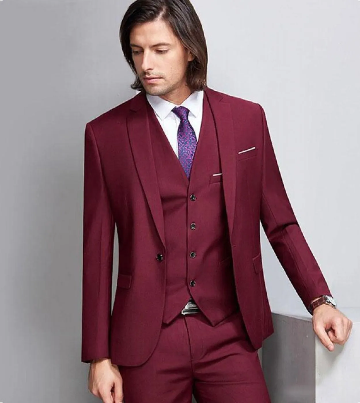 Abito da sposo alla moda per uomo con risvolto a punta, abbigliamento da sposo, casual da lavoro, completo da 3 pezzi giacca