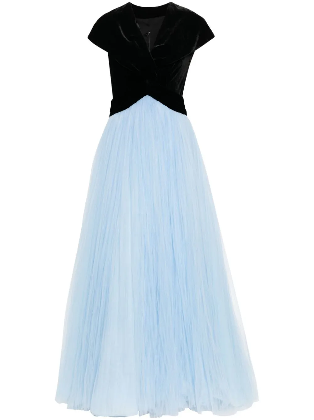 Abito elestia con la gonna in tulle in nero e celeste - donna