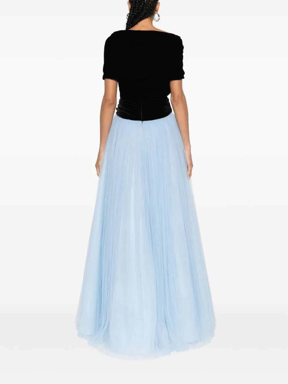 Abito elestia con la gonna in tulle in nero e celeste - donna