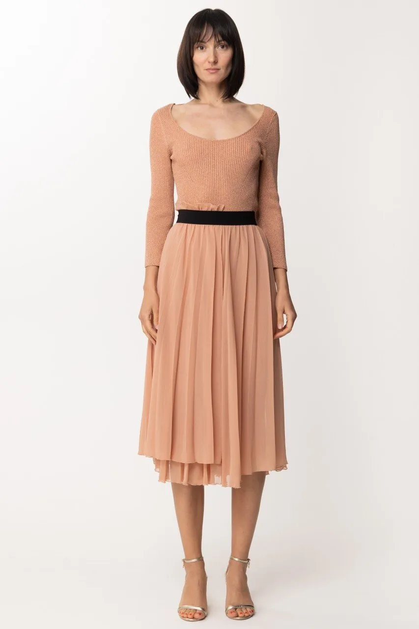 Abito in maglia con gonna plissè Light henna lurex