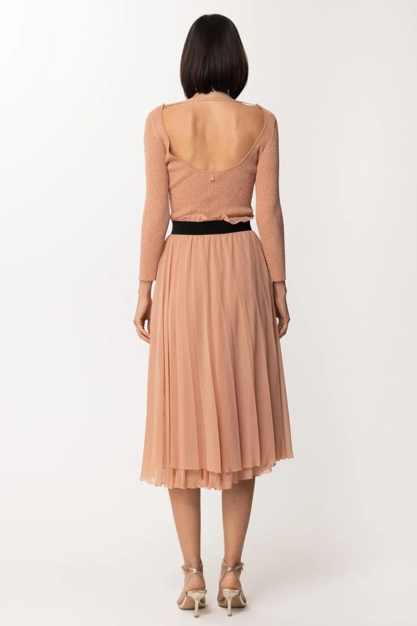 Abito in maglia con gonna plissè Light henna lurex