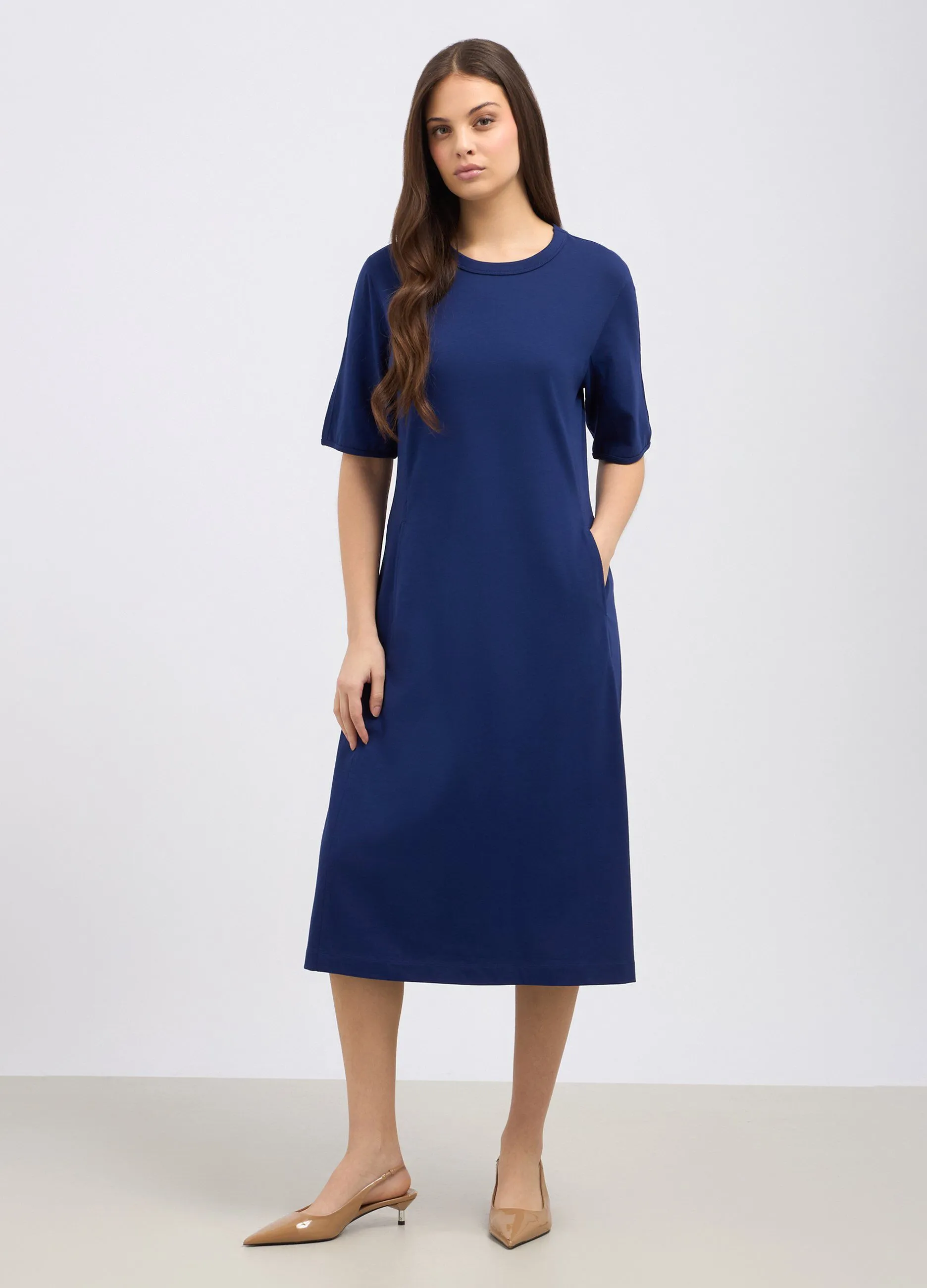 Abito lungo in cotone stretch donna