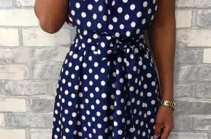 Abito midi con stampa pois Moulisha, blu