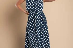 Abito midi con stampa pois Moulisha, blu
