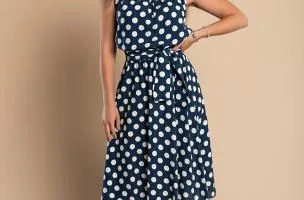 Abito midi con stampa pois Moulisha, blu