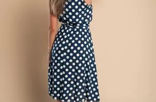 Abito midi con stampa pois Moulisha, blu