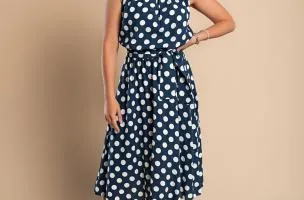 Abito midi con stampa pois Moulisha, blu