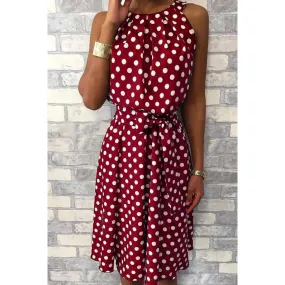 Abito midi con stampa pois Moulisha, bordeaux