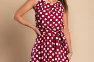 Abito midi con stampa pois Moulisha, bordeaux