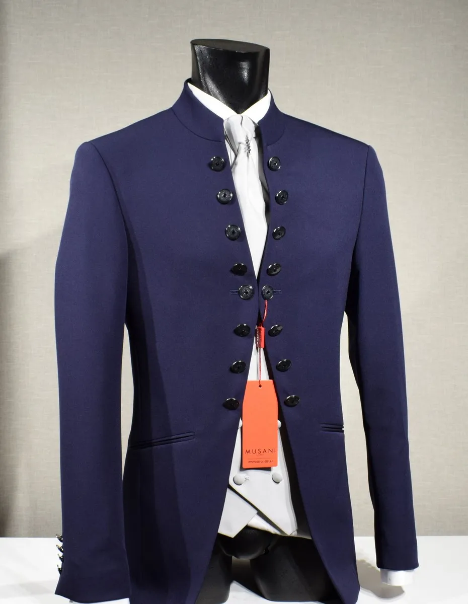 Abito musani bluette modello coreana slim fit