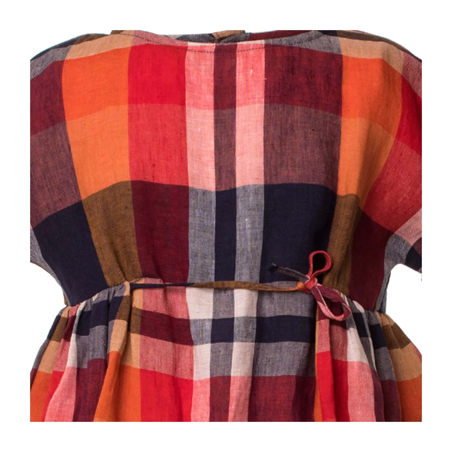 Abito Tartan Bambina In Lino