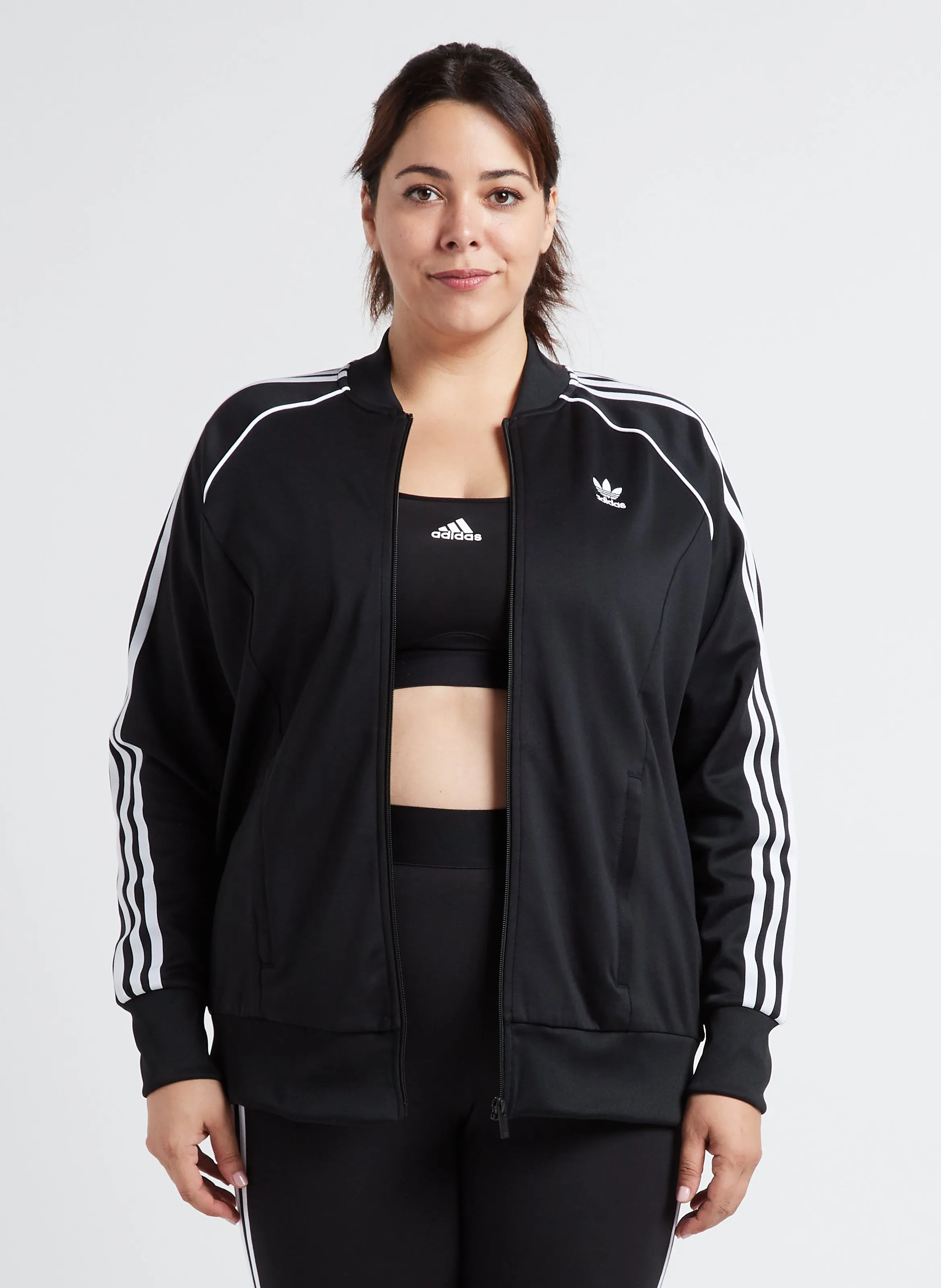  ADIDAS   Giacca collo teddy con dettaglio tre bande | Nero