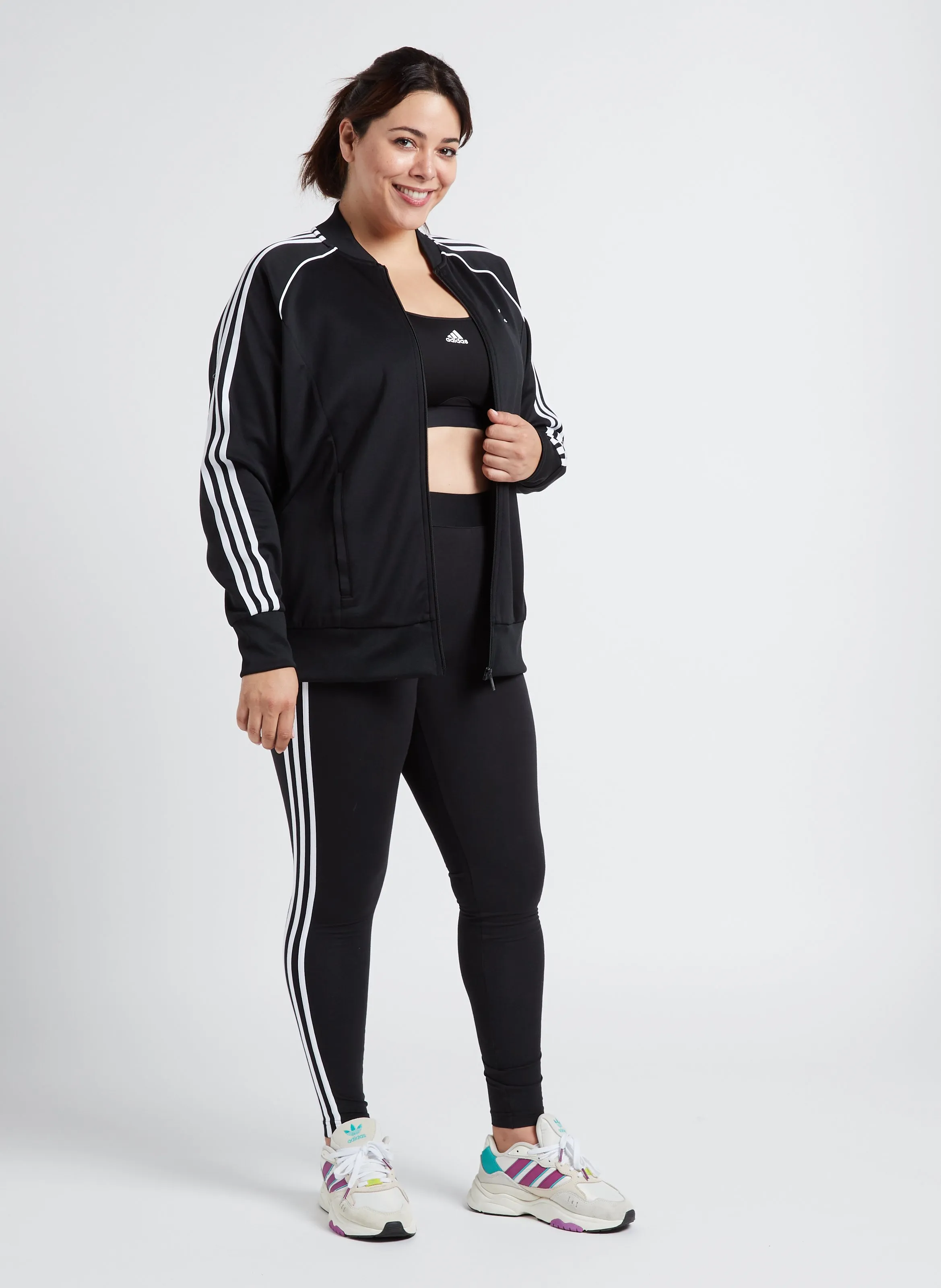  ADIDAS   Giacca collo teddy con dettaglio tre bande | Nero