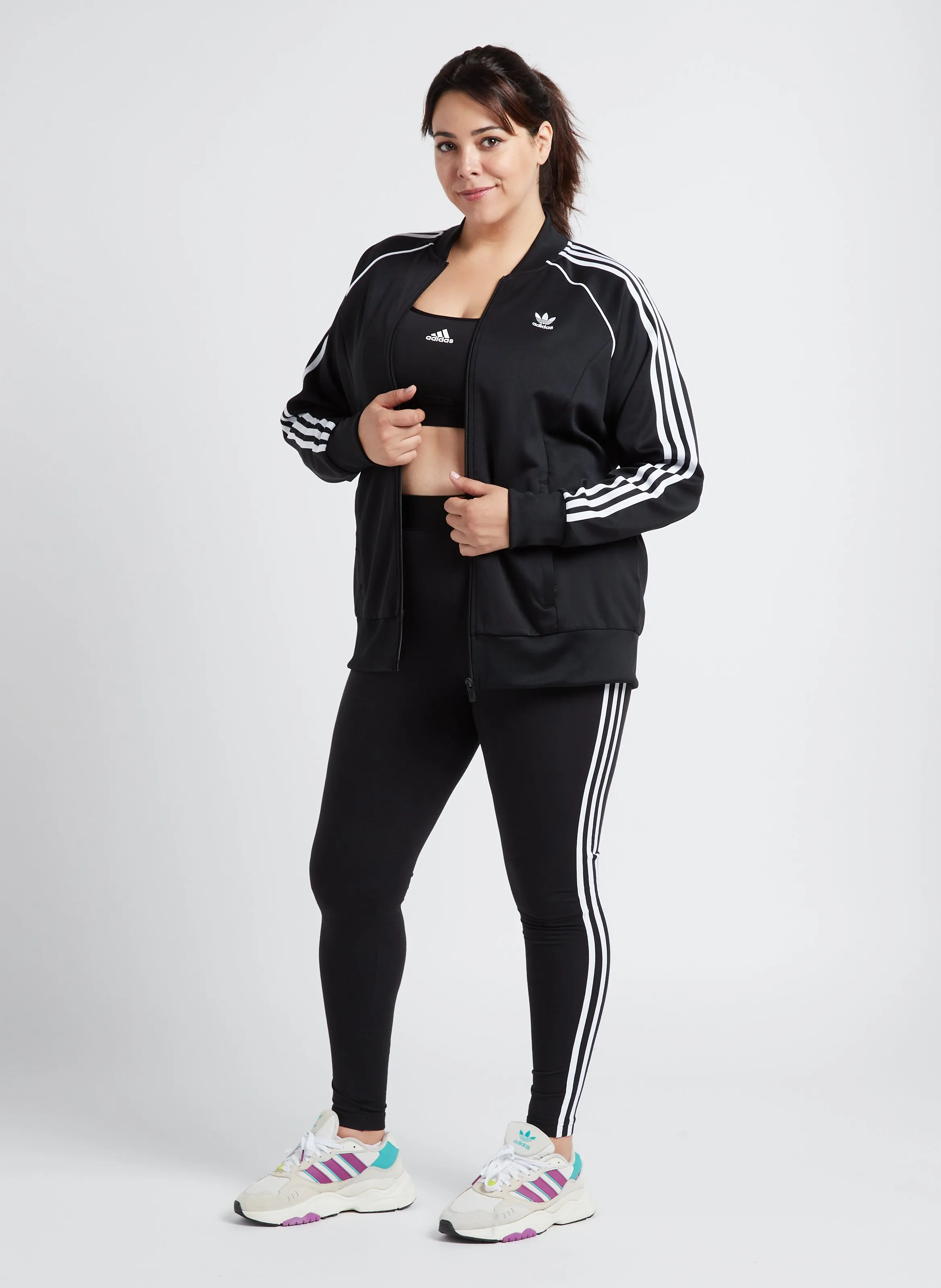  ADIDAS   Giacca collo teddy con dettaglio tre bande | Nero