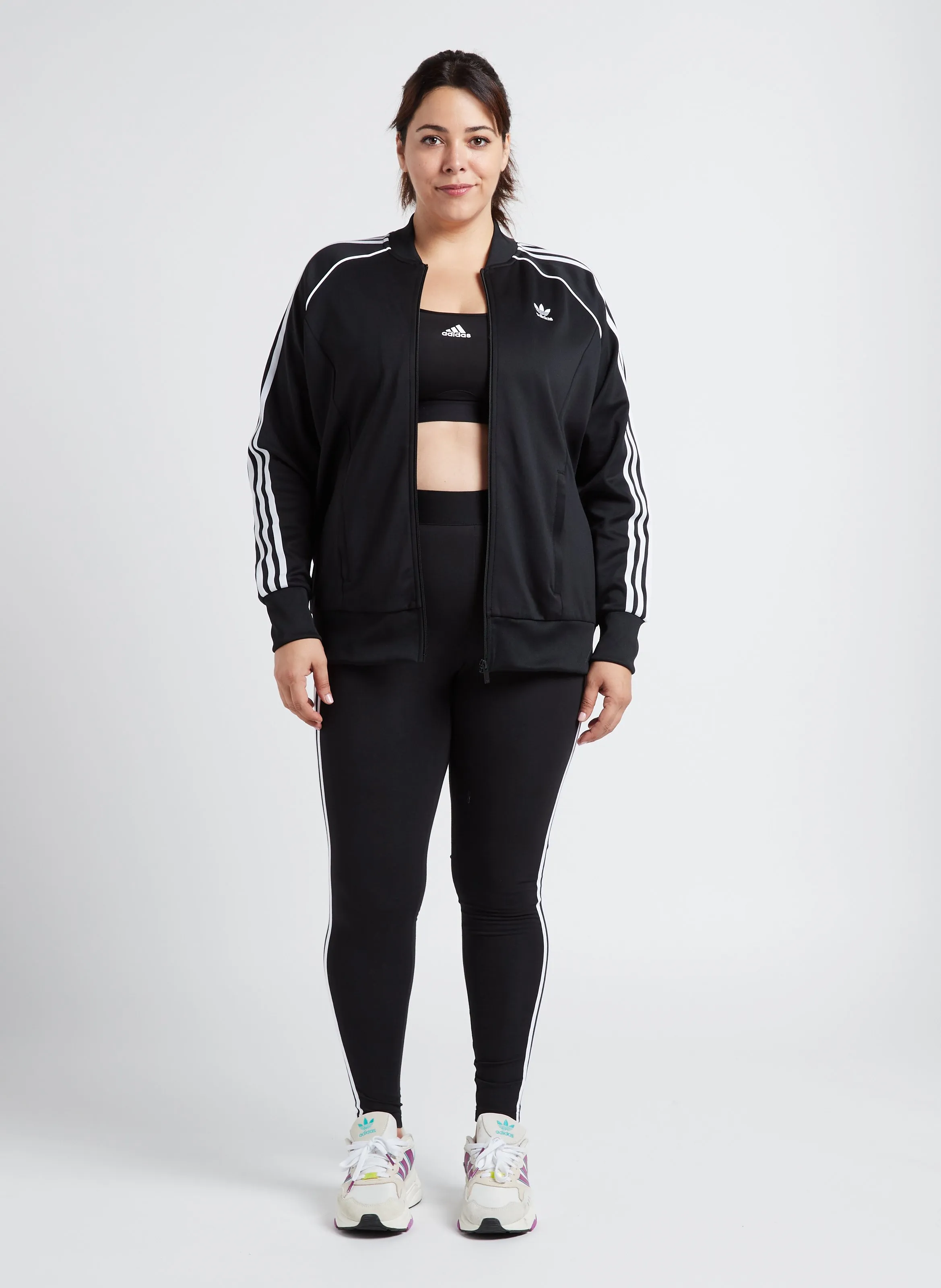  ADIDAS   Giacca collo teddy con dettaglio tre bande | Nero
