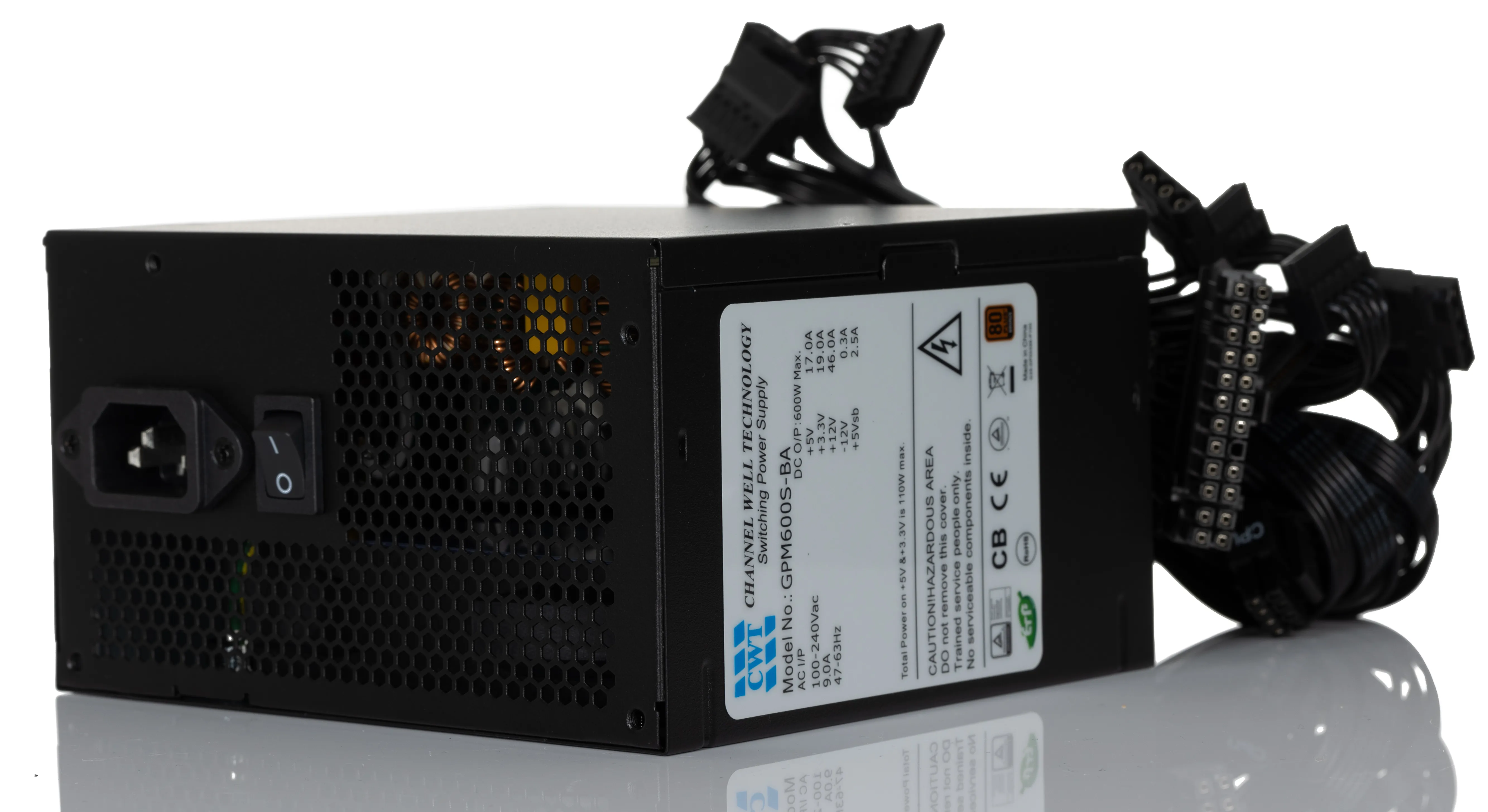 Alimentatore PC RS PRO, 600W, ingresso 100 → 240V ca, uscita 3.3V, 5V, 5VSB, 12V, -12V, 5 uscite