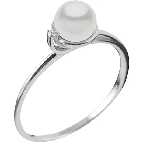 AMOREINBLU Anello Blu Amante in oro 18kt, diam. 0.015 e perla