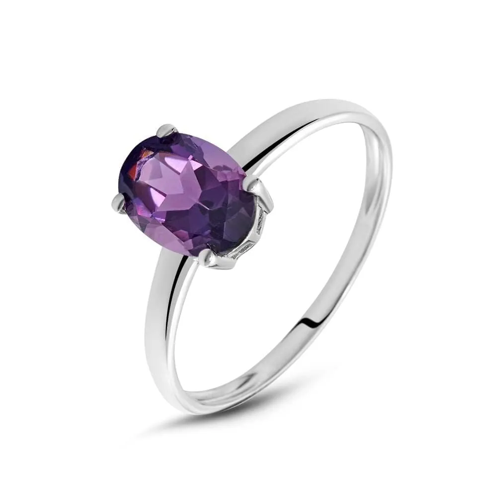 Anello Solitario Amélie Oro Bianco 375/1000 Ametista Viola 1413178