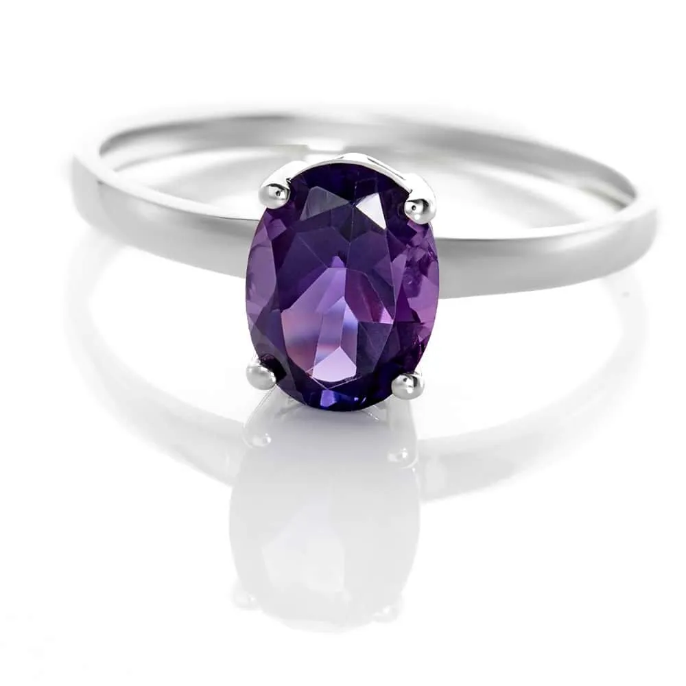 Anello Solitario Amélie Oro Bianco 375/1000 Ametista Viola 1413178