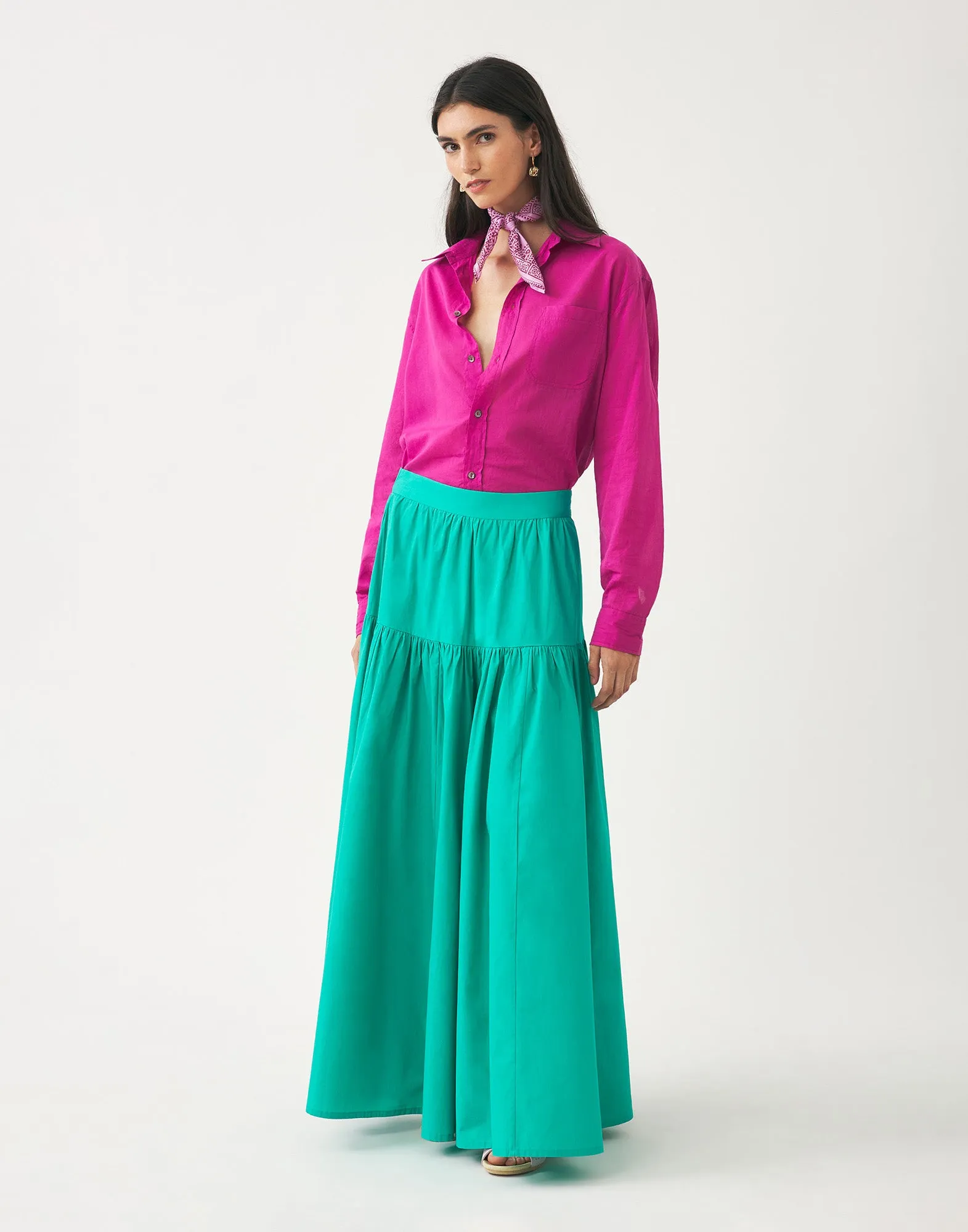 ANTIK BATIK Gonna Lunga in Pop Aqua