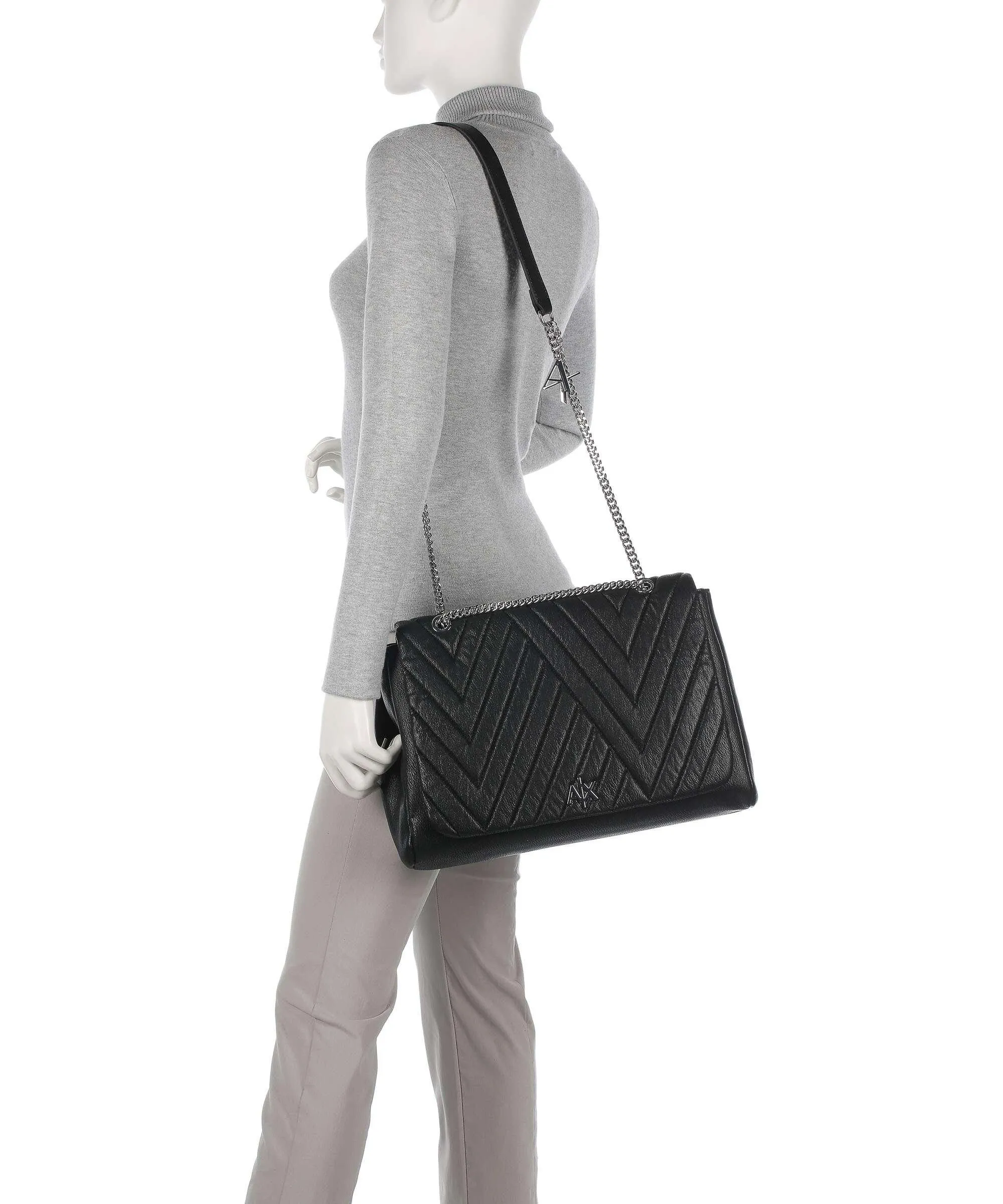  Armani Exchange Borsa a spalla pelle sintetica nero  