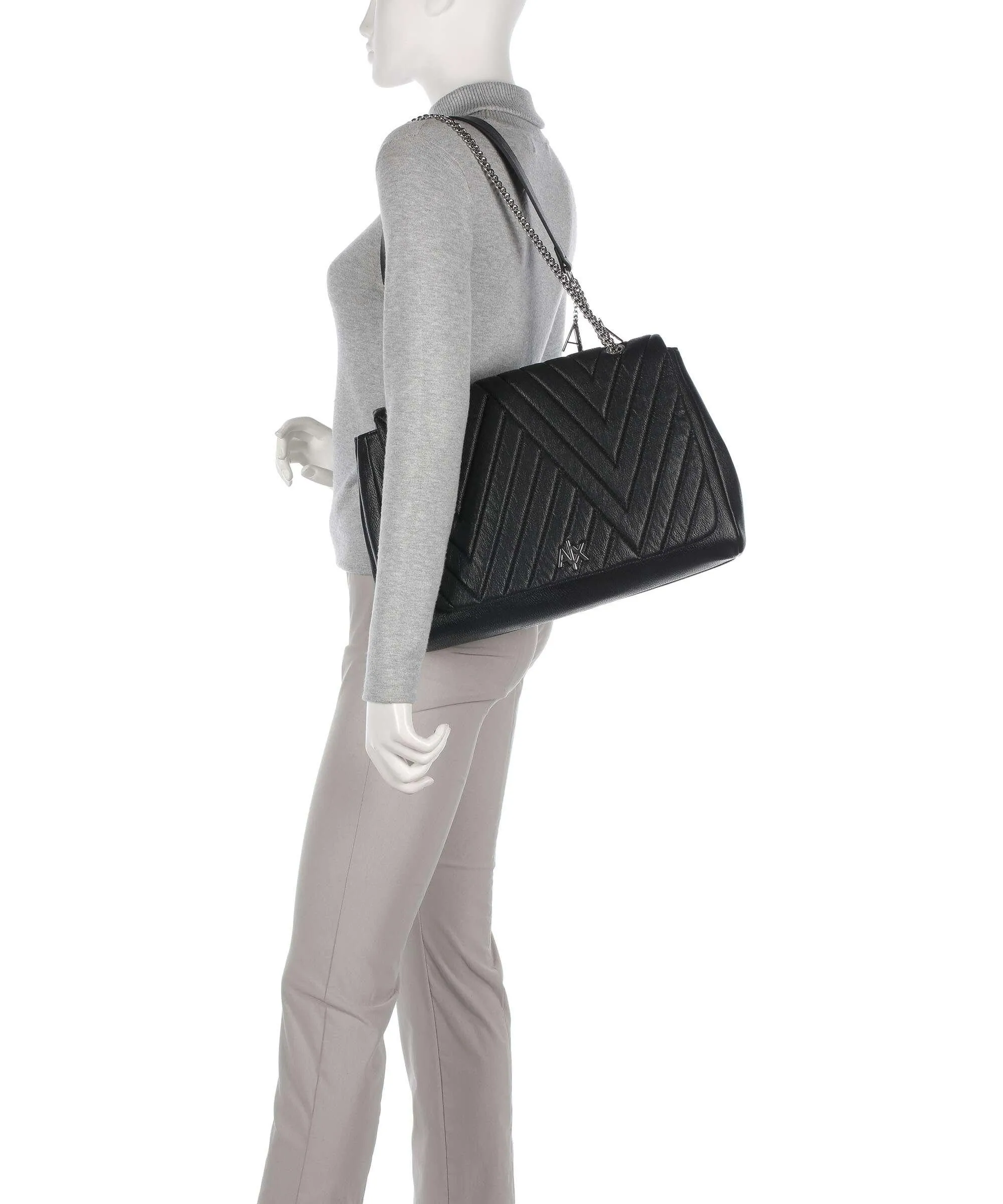  Armani Exchange Borsa a spalla pelle sintetica nero  
