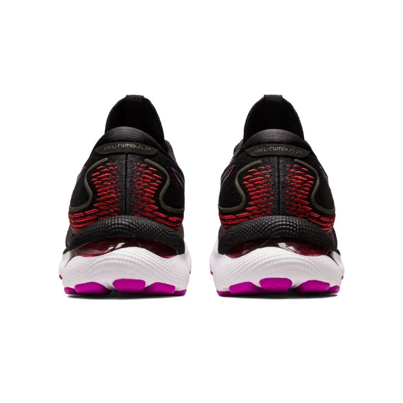 Asics Gel Nimbus 24 Nero Viola Rosso - Scarpe Running Donna