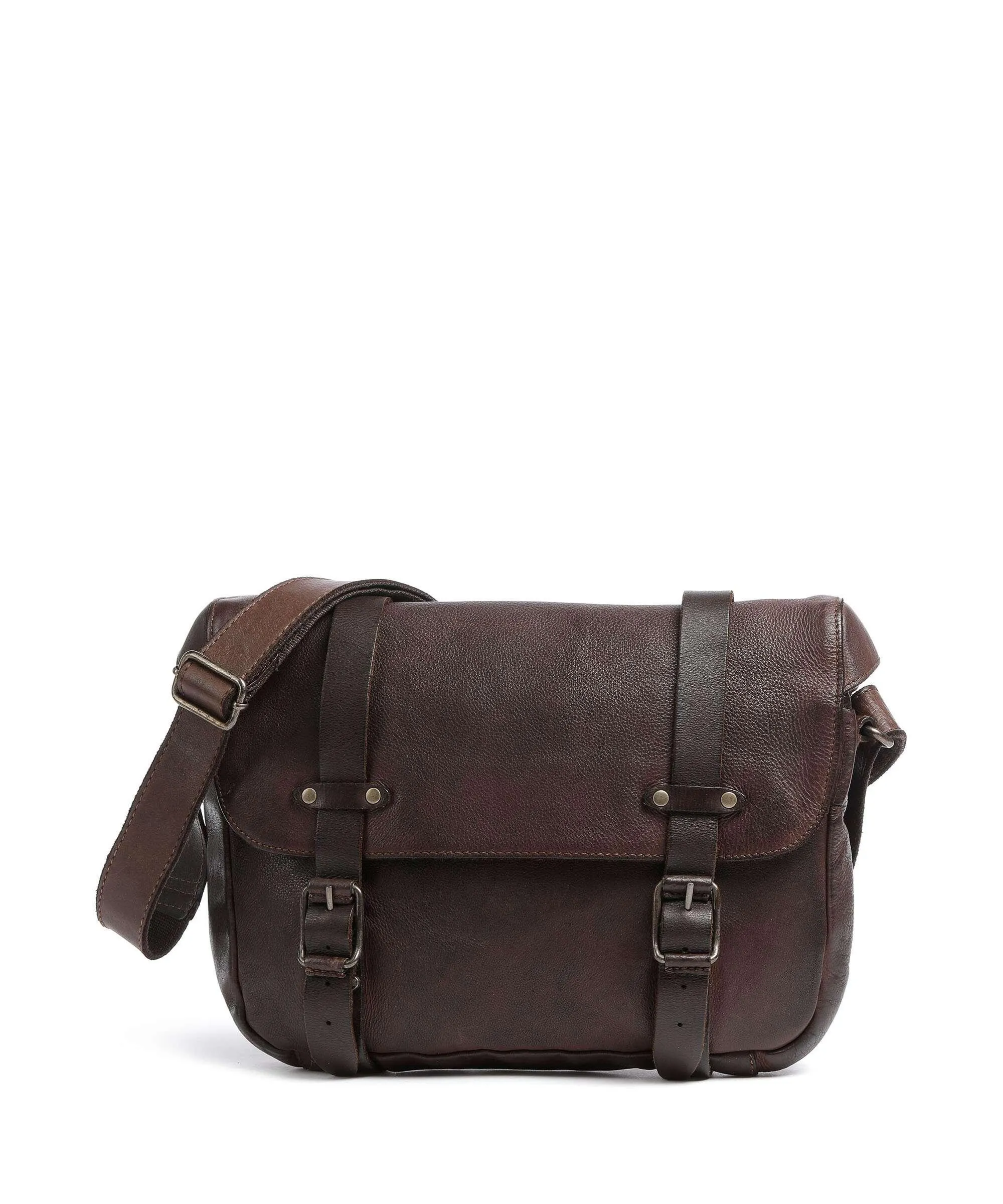  Aunts & Uncles Barbershop Anchor Borsa a spalla pelle granulata marrone scuro  