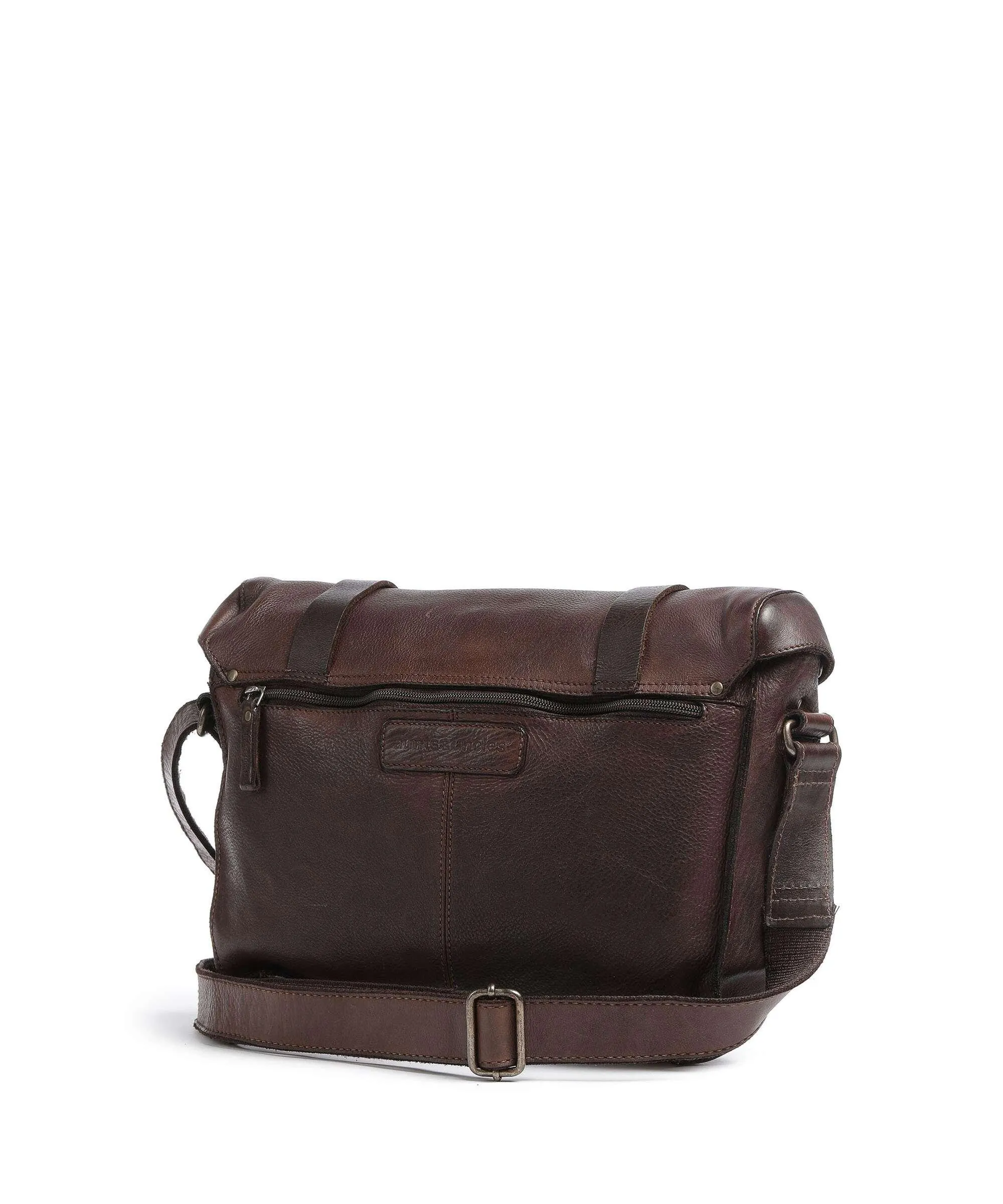  Aunts & Uncles Barbershop Anchor Borsa a spalla pelle granulata marrone scuro  