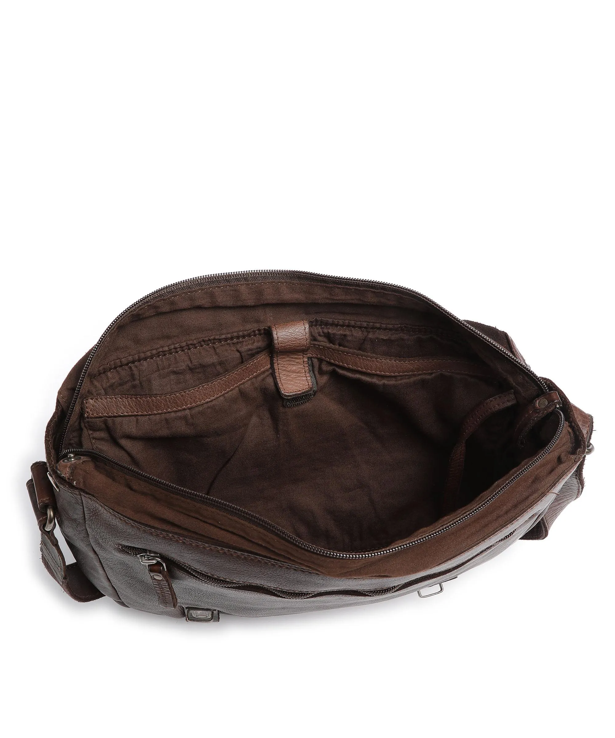  Aunts & Uncles Barbershop Anchor Borsa a spalla pelle granulata marrone scuro  