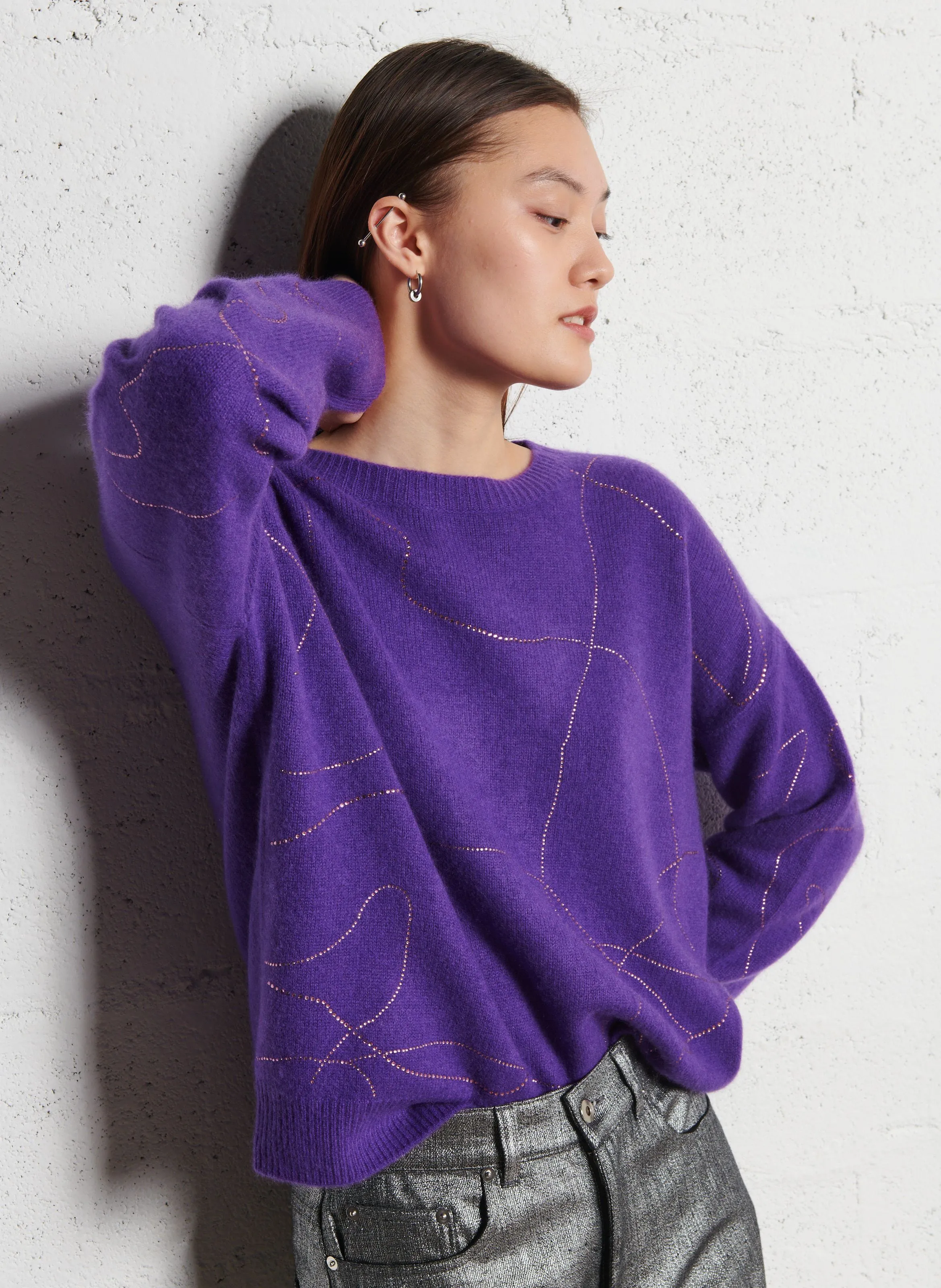  BERENICE   APOLLO - Maglione dritto con strass | Viola