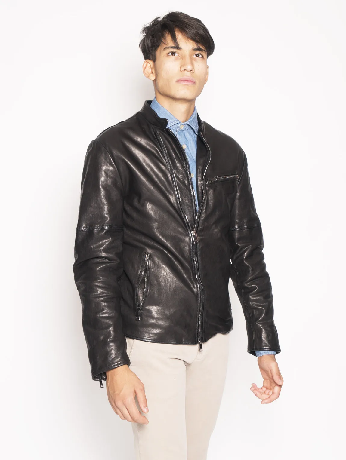 Biker in pelle imbottito Nero
