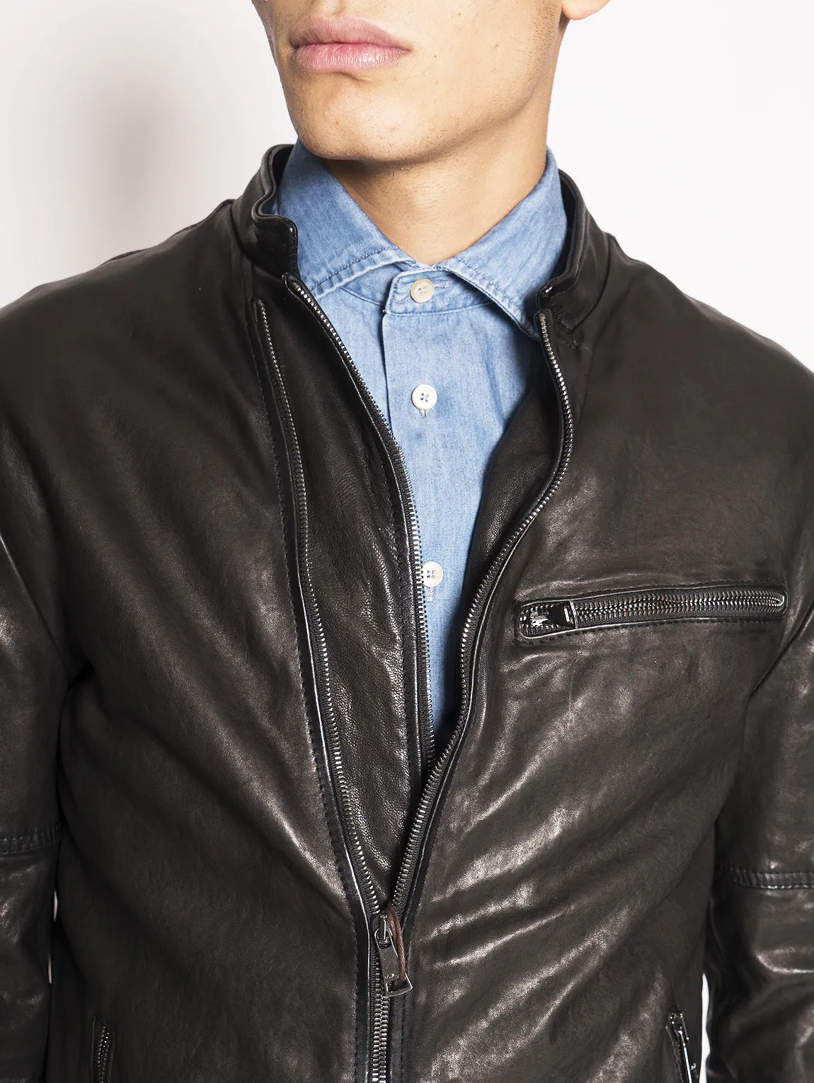 Biker in pelle imbottito Nero
