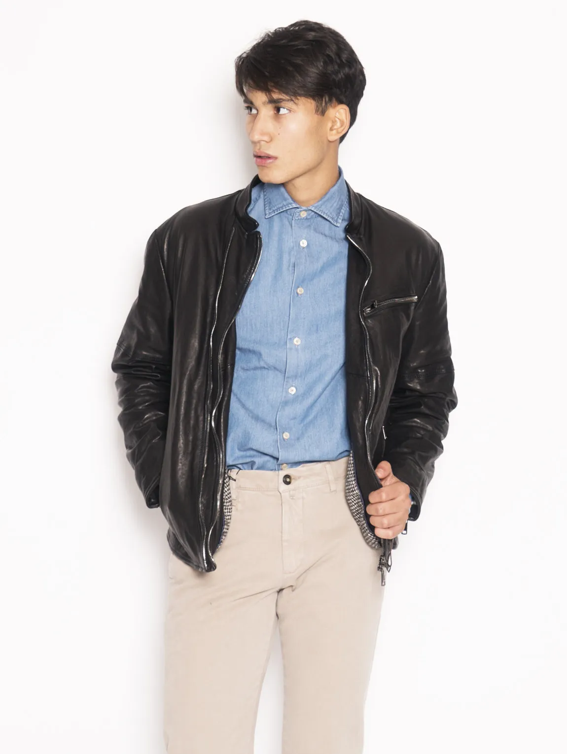 Biker in pelle imbottito Nero