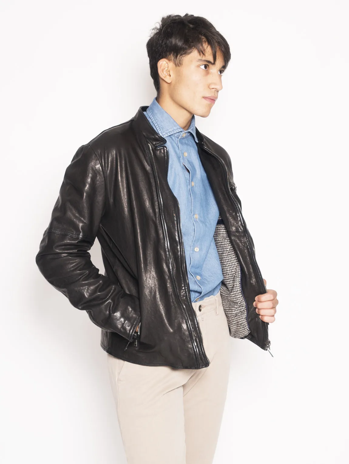Biker in pelle imbottito Nero