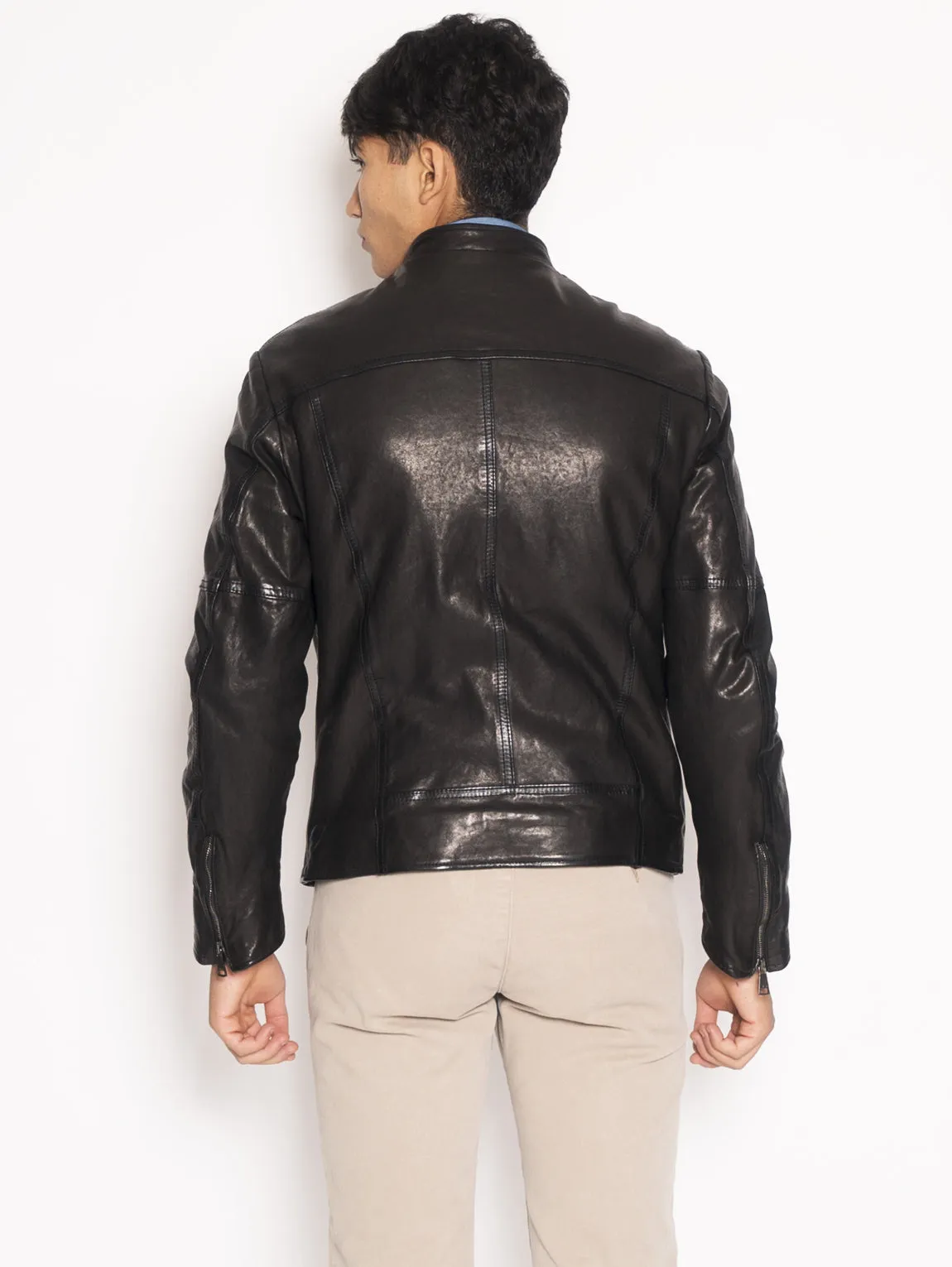 Biker in pelle imbottito Nero